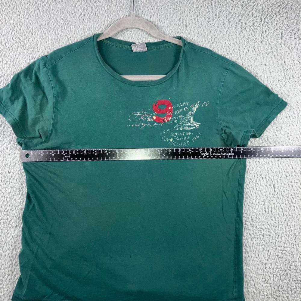 VTG Polo Ralph Lauren T-Shirt Men L Green Graphic Custom Fit Cotton S/S Varsity - Picture 3 of 11